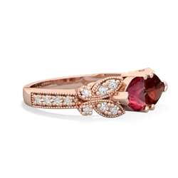 Lab Ruby Diamond Butterflies 14K Rose Gold ring R5601