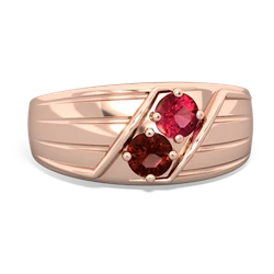 Lab Ruby Men's Streamline 14K Rose Gold ring R0460