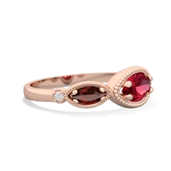 Lab Ruby Milgrain Marquise 14K Rose Gold ring R5700