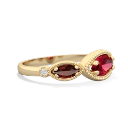 Lab Ruby Milgrain Marquise 14K Yellow Gold ring R5700