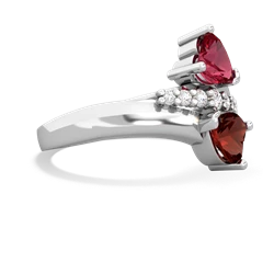 Lab Ruby Heart To Heart 14K White Gold ring R2064