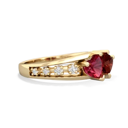 Lab Ruby Heart To Heart 14K Yellow Gold ring R3342