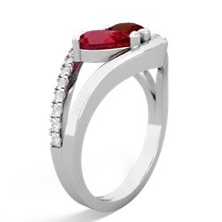 Lab Ruby Nestled Heart Keepsake 14K White Gold ring R5650