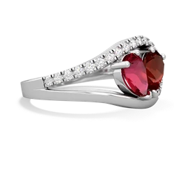 Lab Ruby Nestled Heart Keepsake 14K White Gold ring R5650