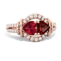 Lab Ruby Art-Deco Keepsake 14K Rose Gold ring R5630