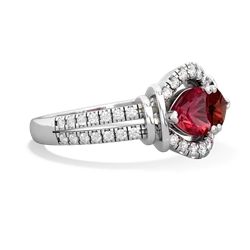 Lab Ruby Art-Deco Keepsake 14K White Gold ring R5630