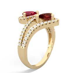 Lab Ruby Diamond Dazzler 14K Yellow Gold ring R3000
