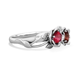 Lab Ruby Rose Garden 14K White Gold ring R5510