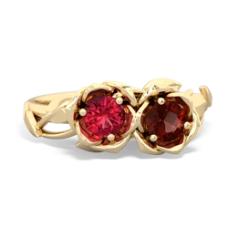 Lab Ruby Rose Garden 14K Yellow Gold ring R5510