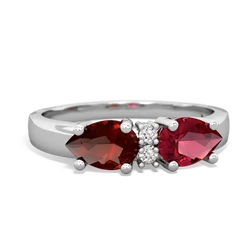 Lab Ruby Pear Bowtie 14K White Gold ring R0865