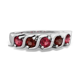 Lab Ruby Anniversary Band 14K White Gold ring R2089