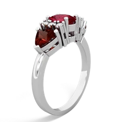 Lab Ruby Antique Style Three Stone 14K White Gold ring R2186