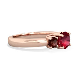 Lab Ruby Three Stone Round Trellis 14K Rose Gold ring R4018