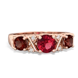 Lab Ruby Hugs And Kisses 14K Rose Gold ring R5016