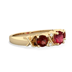 Lab Ruby Hugs And Kisses 14K Yellow Gold ring R5016