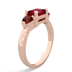 Lab Ruby Three Stone 14K Rose Gold ring R5235