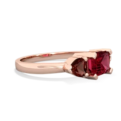 Lab Ruby Three Stone 14K Rose Gold ring R5235