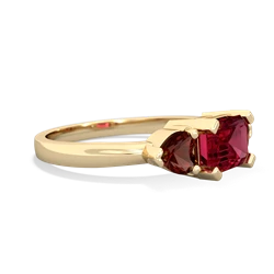 Lab Ruby Three Stone 14K Yellow Gold ring R5235