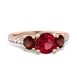 Lab Ruby Pave Trellis 14K Rose Gold ring R5500