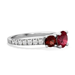 Lab Ruby Pave Trellis 14K White Gold ring R5500