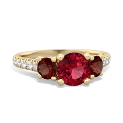 Lab Ruby Pave Trellis 14K Yellow Gold ring R5500