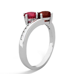 Lab Ruby Channel Set Two Stone 14K White Gold ring R5303