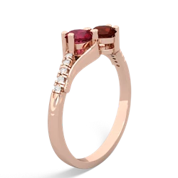 Lab Ruby Infinity Pave Two Stone 14K Rose Gold ring R5285