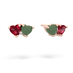 Lab Ruby Sweethearts 14K Rose Gold earrings E5260