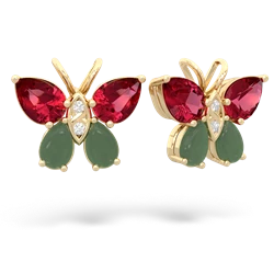 Lab Ruby Butterfly 14K Yellow Gold earrings E2215