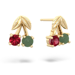 Lab Ruby Sweet Cherries 14K Yellow Gold earrings E7001