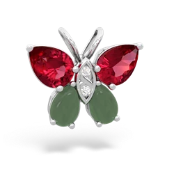 Lab Ruby Butterfly 14K White Gold pendant P2215