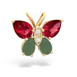 Lab Ruby Butterfly 14K Yellow Gold pendant P2215