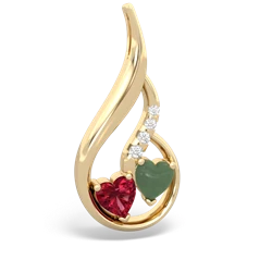 Lab Ruby Keepsake Curves 14K Yellow Gold pendant P5450