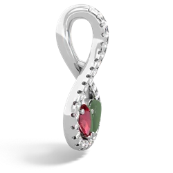 Lab Ruby Pave Twist 'One Heart' 14K White Gold pendant P5360