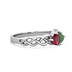 Lab Ruby Heart To Heart Braid 14K White Gold ring R5870