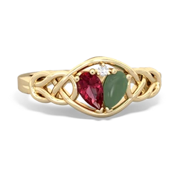 Lab Ruby Celtic Love Knot 14K Yellow Gold ring R5420