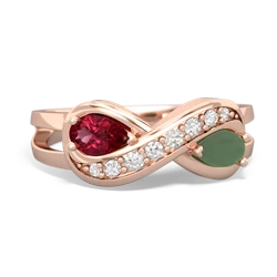 Lab Ruby Diamond Infinity 14K Rose Gold ring R5390