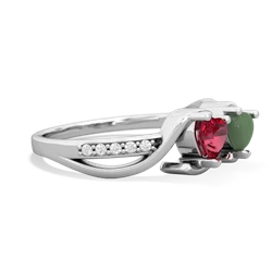 Lab Ruby Side By Side 14K White Gold ring R3090