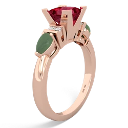 Lab Ruby 6Mm Princess Eternal Embrace Engagement 14K Rose Gold ring C2002