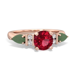Lab Ruby 6Mm Round Eternal Embrace Engagement 14K Rose Gold ring R2005
