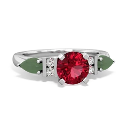 Lab Ruby 6Mm Round Eternal Embrace Engagement 14K White Gold ring R2005