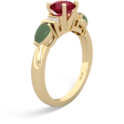 Lab Ruby 6Mm Round Eternal Embrace Engagement 14K Yellow Gold ring R2005