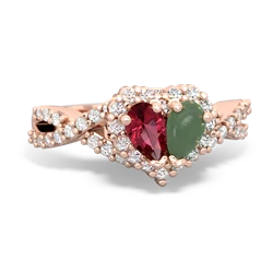 Lab Ruby Diamond Twist 'One Heart' 14K Rose Gold ring R2640HRT