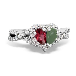 Lab Ruby Diamond Twist 'One Heart' 14K White Gold ring R2640HRT