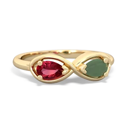 Lab Ruby Infinity 14K Yellow Gold ring R5050