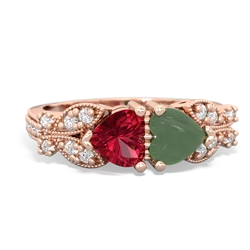 Lab Ruby Diamond Butterflies 14K Rose Gold ring R5601