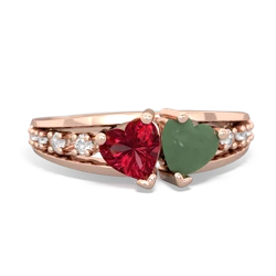 Lab Ruby Heart To Heart 14K Rose Gold ring R3342