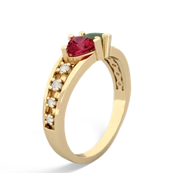 Lab Ruby Heart To Heart 14K Yellow Gold ring R3342