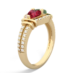 Lab Ruby Art-Deco Keepsake 14K Yellow Gold ring R5630