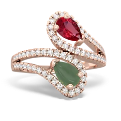 Lab Ruby Diamond Dazzler 14K Rose Gold ring R3000